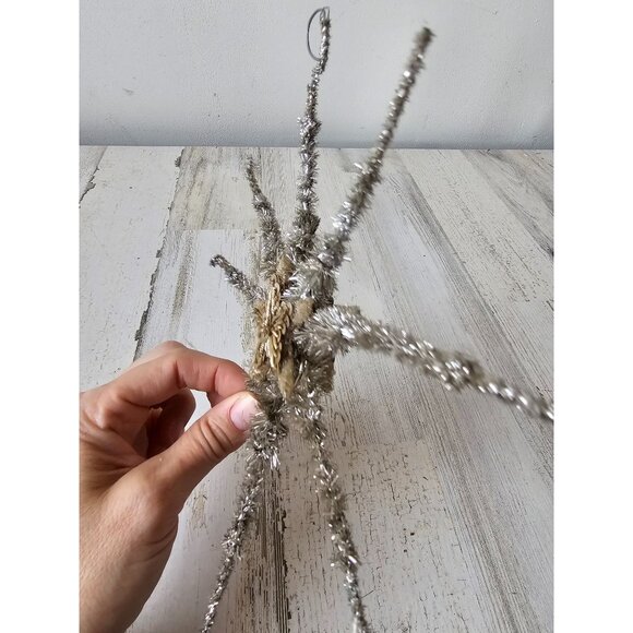 Antique German tinsel star sequence beaded ornament axis tree metal bendable - Picture 3 of 7